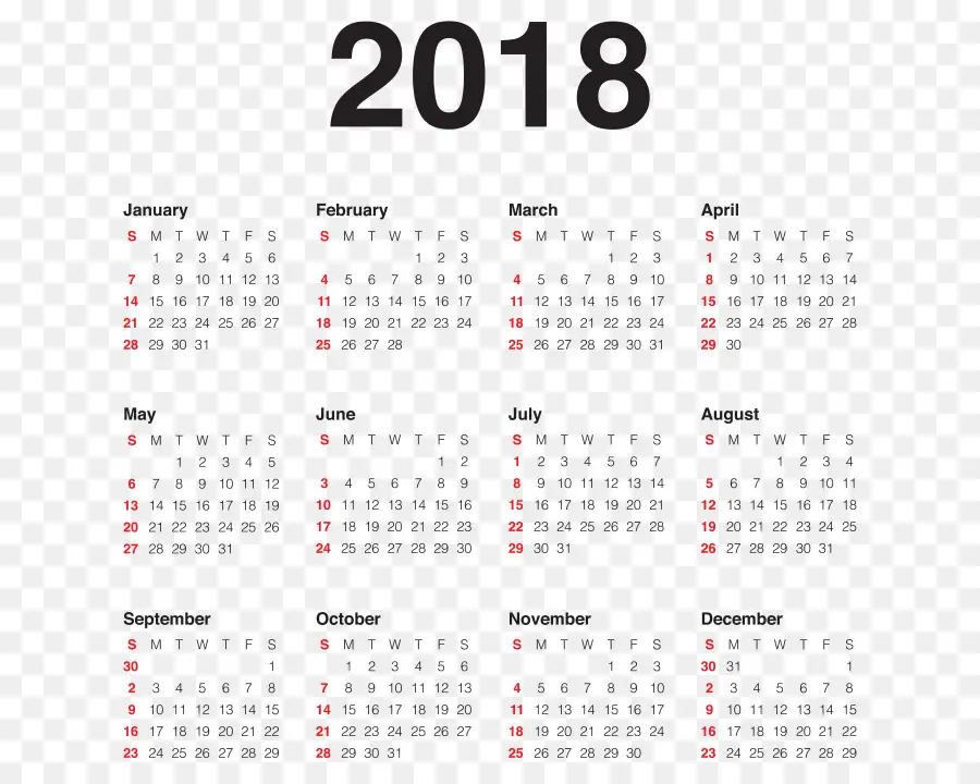 Календарь，2018 PNG