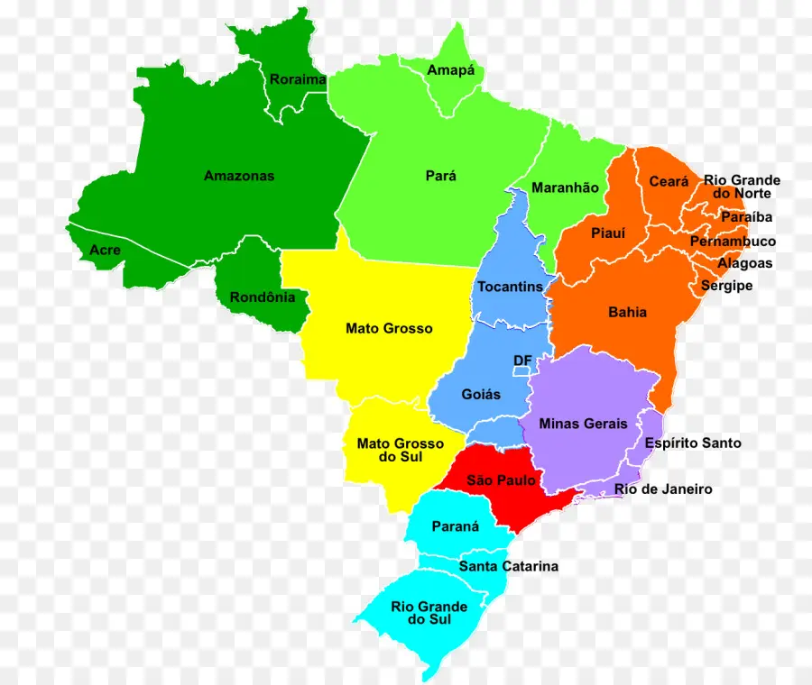 Регионы Бразилии，карта мира PNG