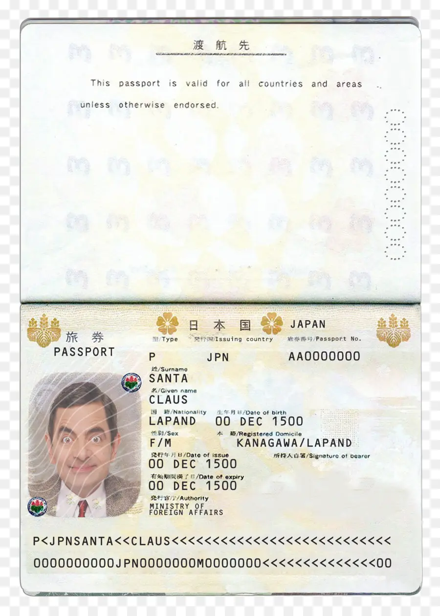 Документ удостоверяющий личность，Японский паспорт PNG