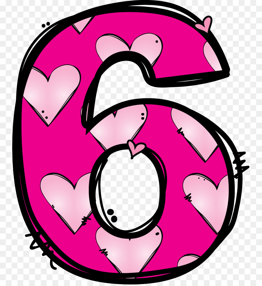 Цифра шесть розовая