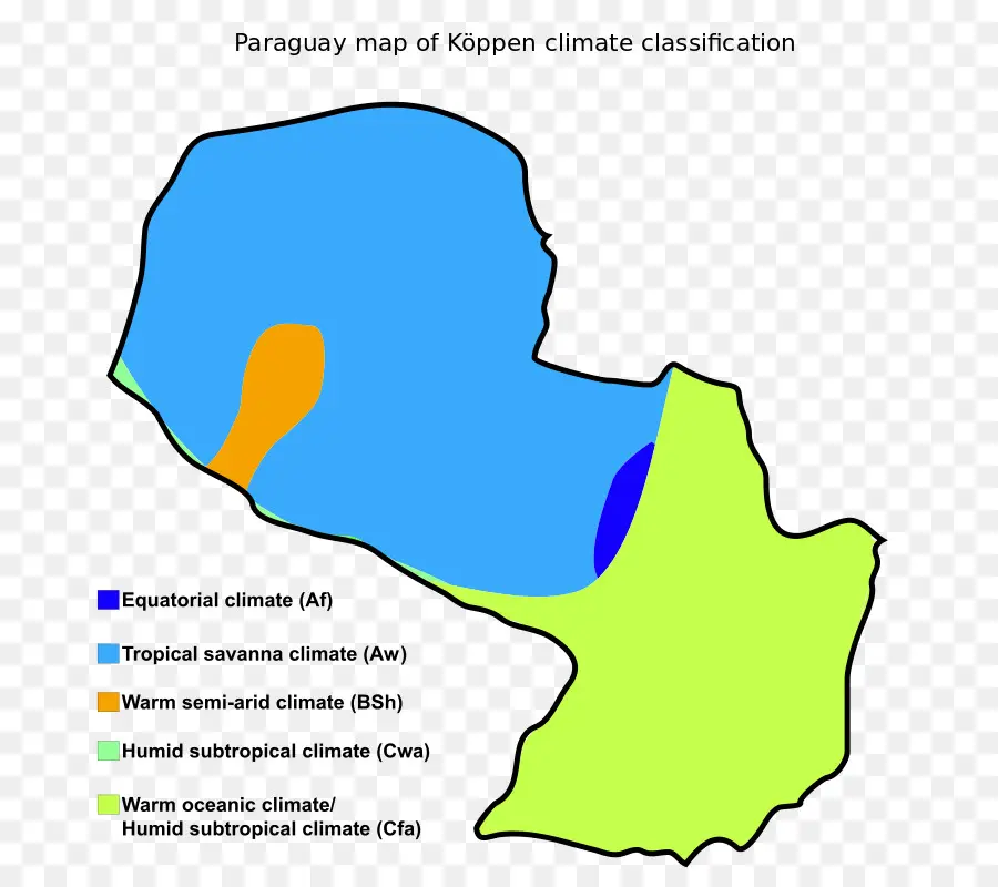 Климатическая карта Парагвая，Классификация Кеппена PNG