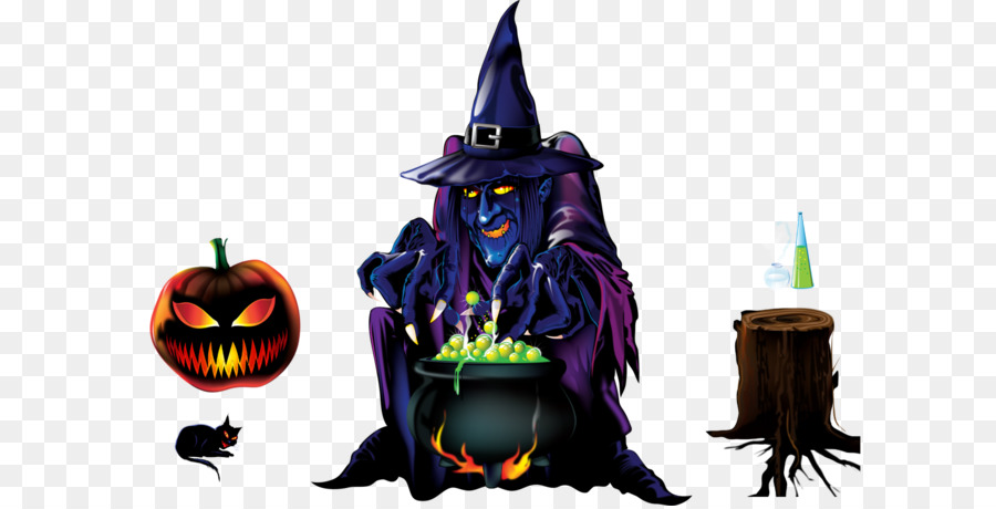 Хэллоуин，Witch2 Черный Георгин PNG