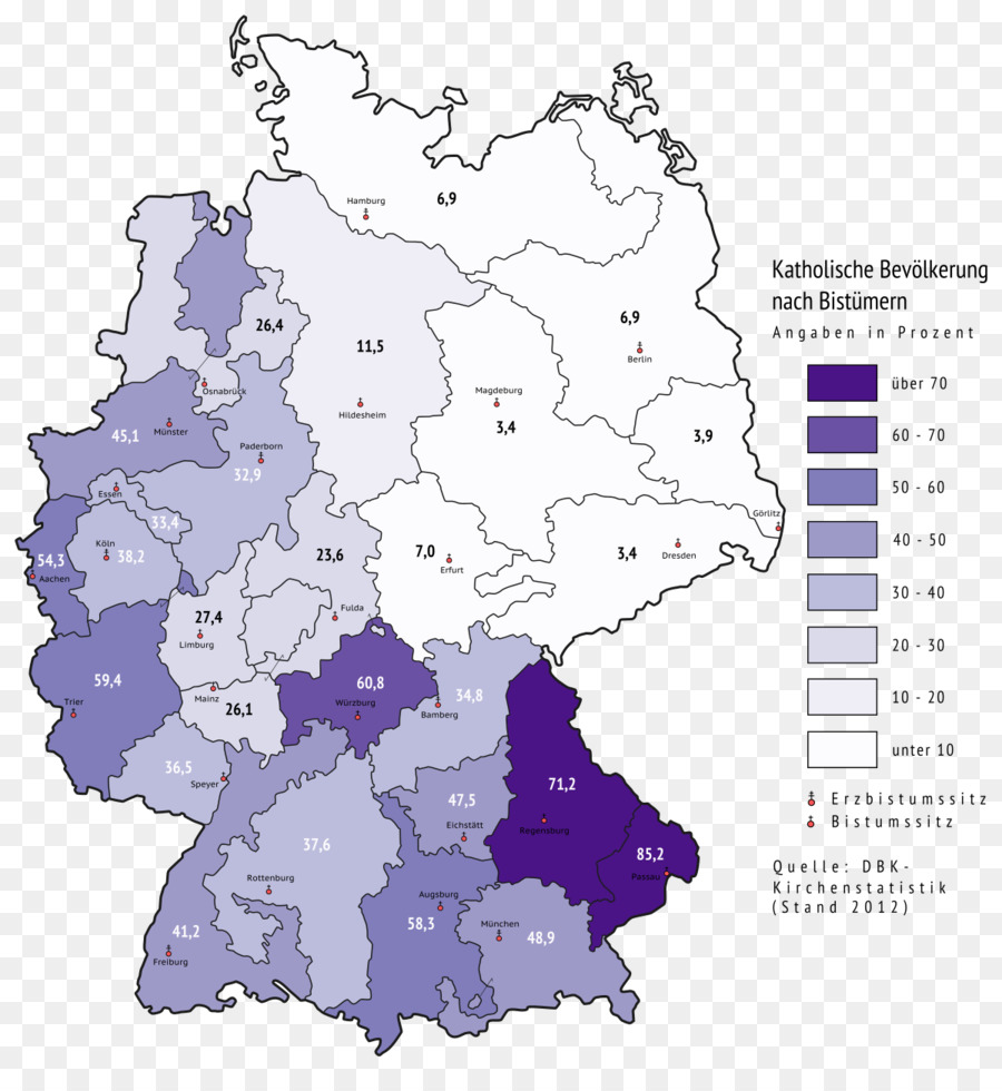 Карта Германии，католическое население PNG