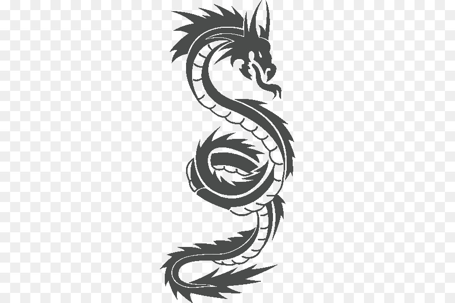 Татуировка дракона на прозрачном фоне