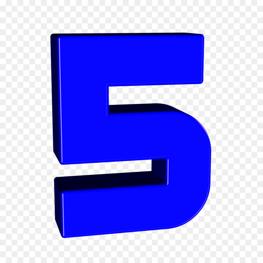Цифра 5 синяя на прозрачном фоне