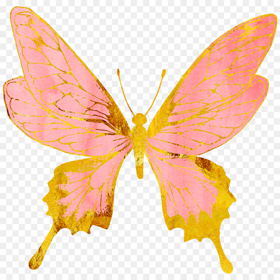 Бабочки розовые с золотом