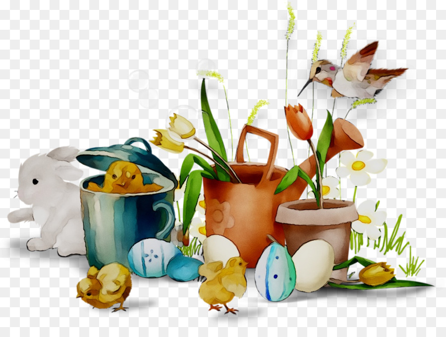 Пасхальный Кролик，цветочный дизайн PNG