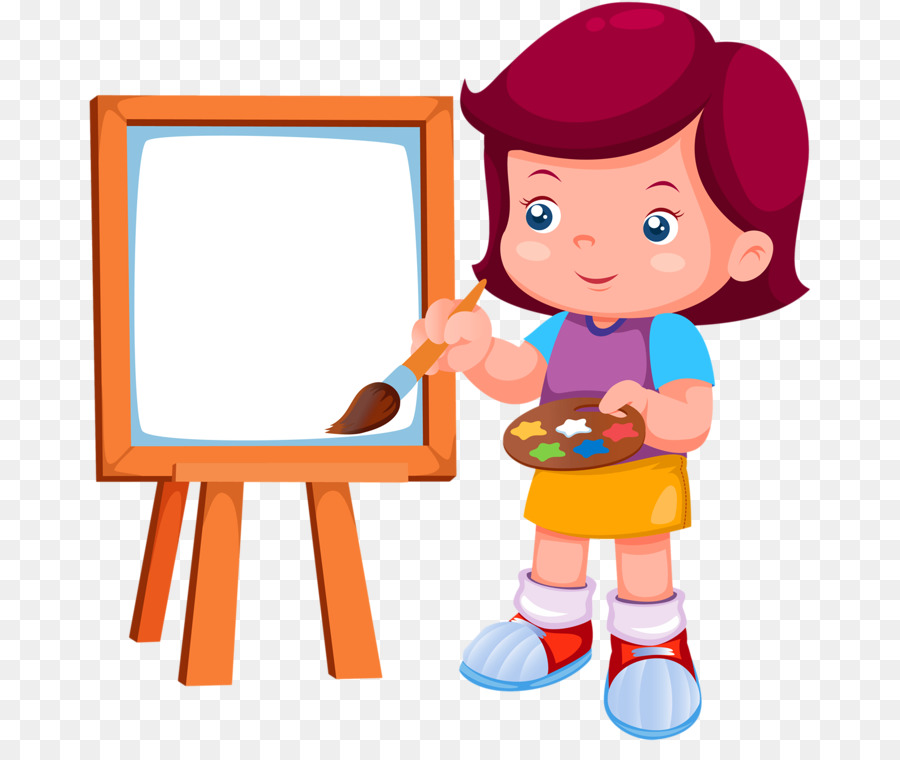 Ребенок рисует мультяшные картинки
