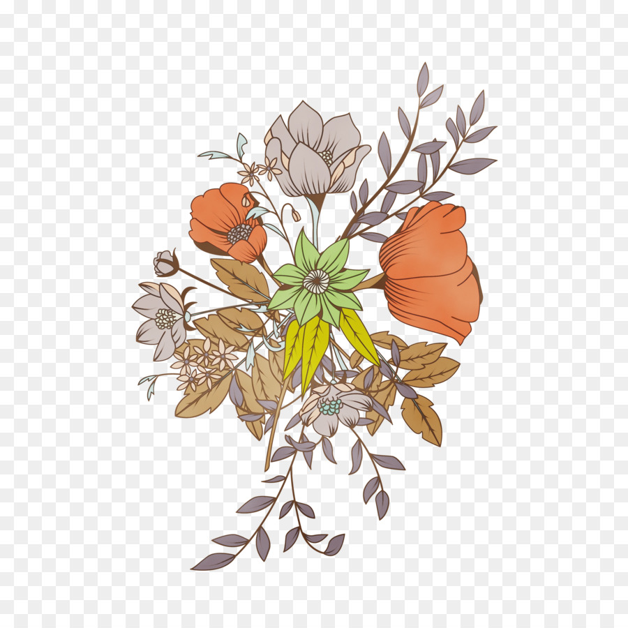срезанные цветы，оранжевый PNG