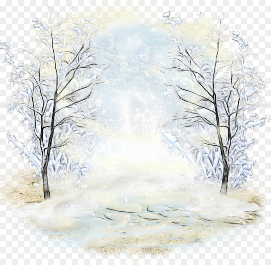 Зимний пейзаж на прозрачном фоне