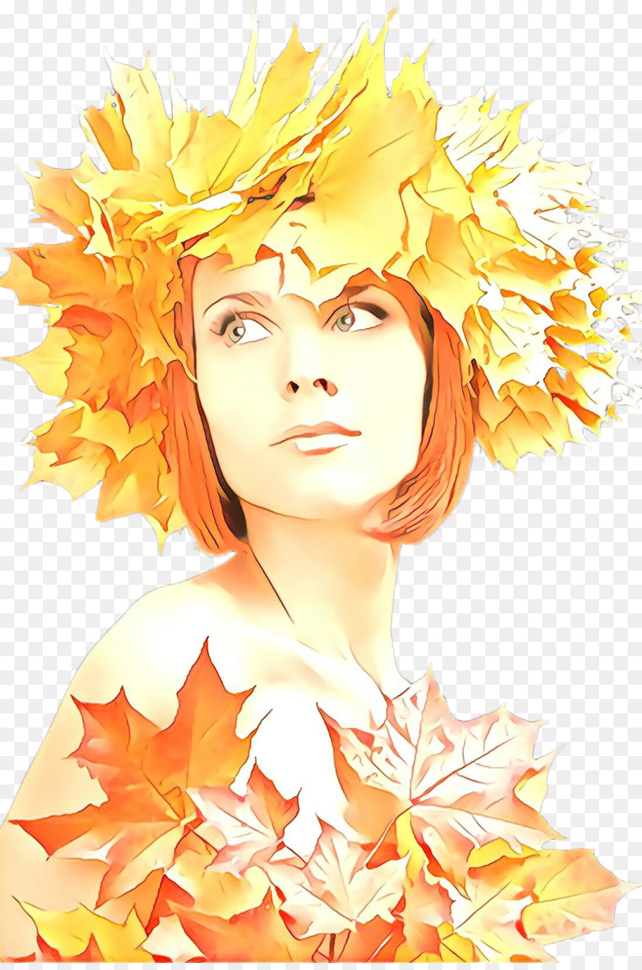 Девушка с листьями на голове