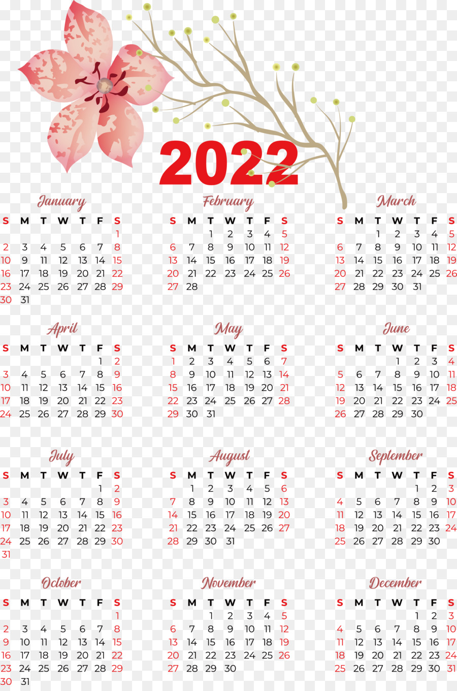 Календарь 2022 года，Даты PNG