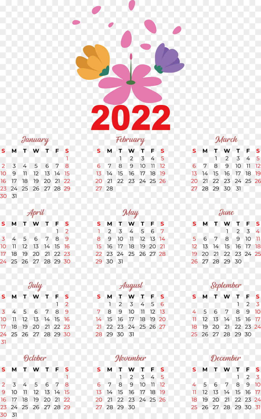 Календарь 2022 года，Даты PNG