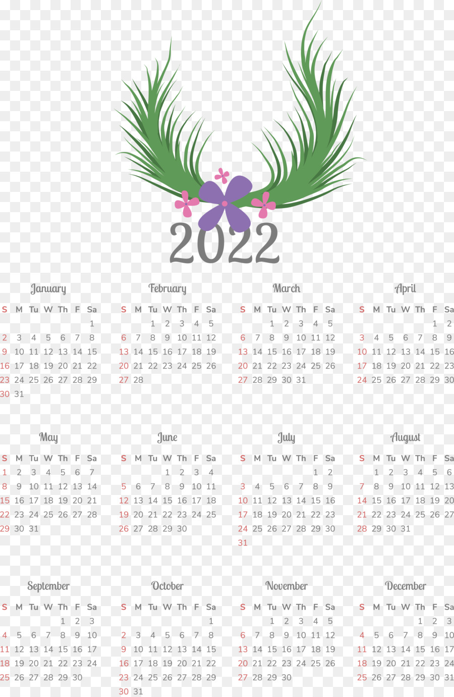 Календарь 2022 года，Даты PNG