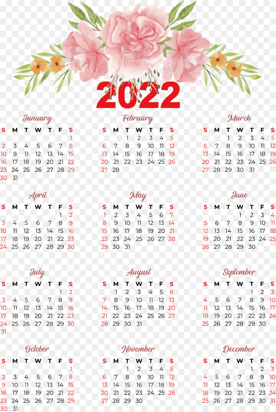 Календарь 2022 года，Даты PNG