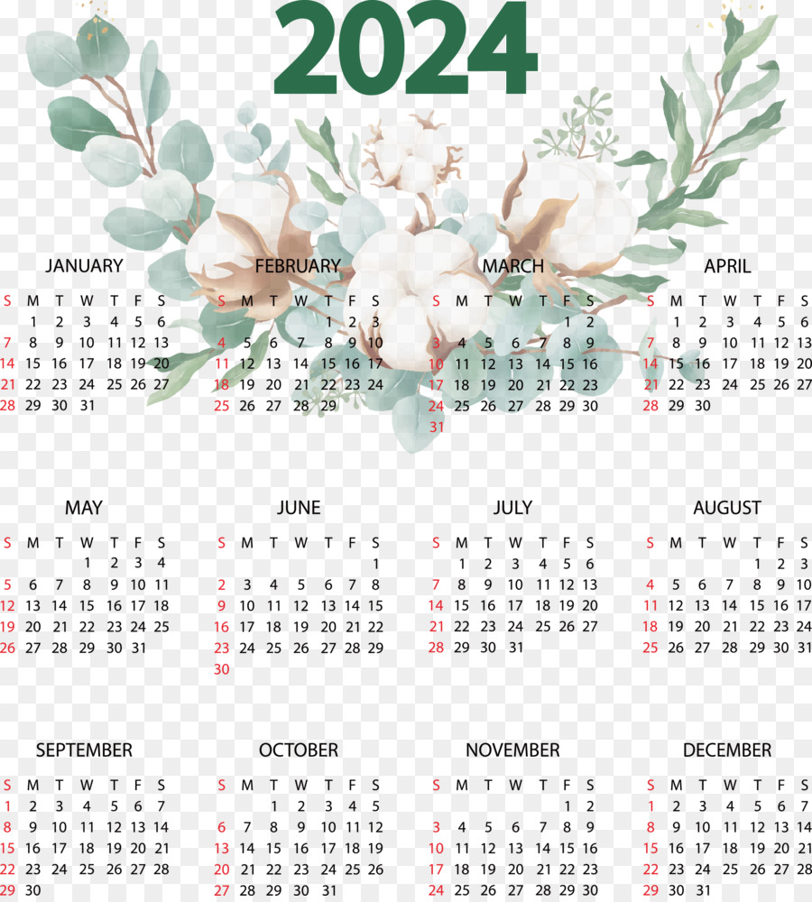 Календарь，цветочный дизайн PNG