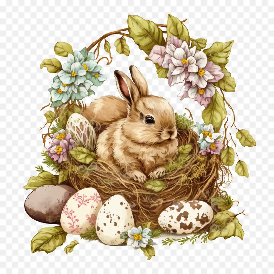 Cartoon милый кролик，пасхальные яйца PNG