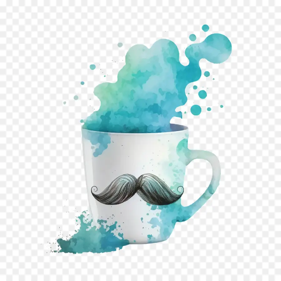 Кубок акварель，Mustache PNG