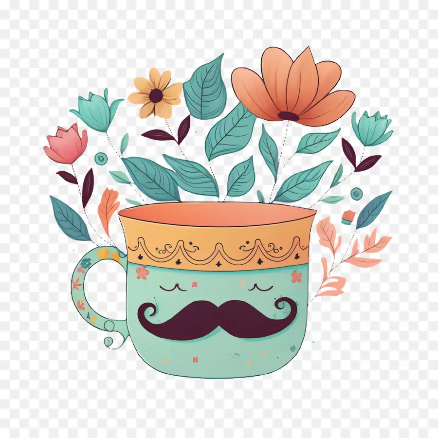 мультяшная чашка，Mustache PNG