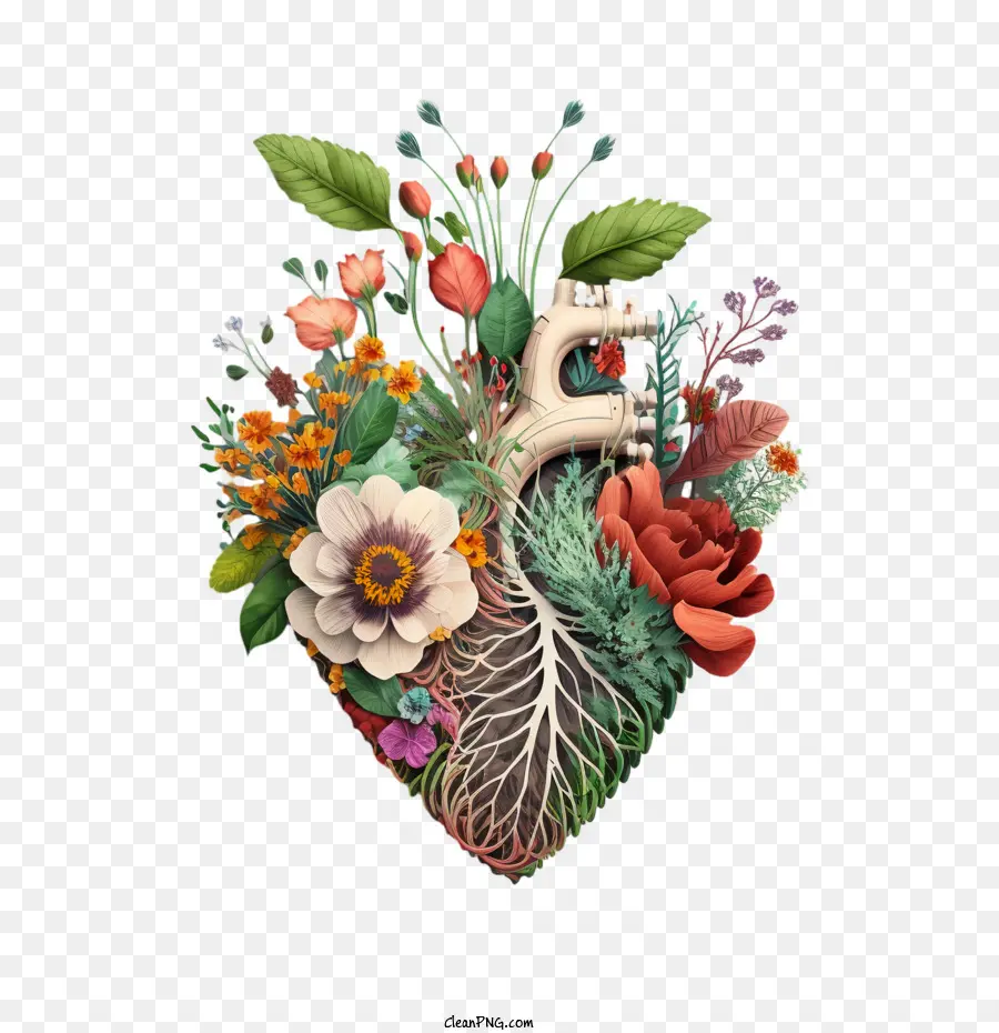 Всемирный день сердца，цветочное сердце PNG