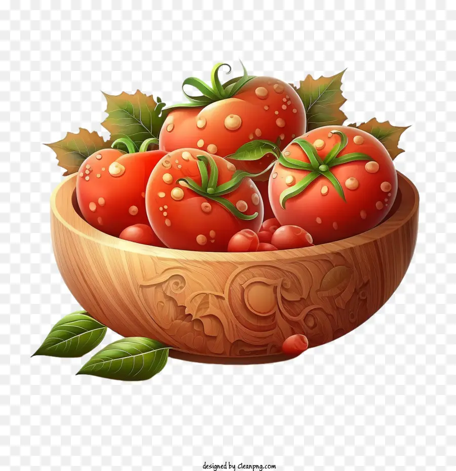 помидоры，деревянная чаша PNG