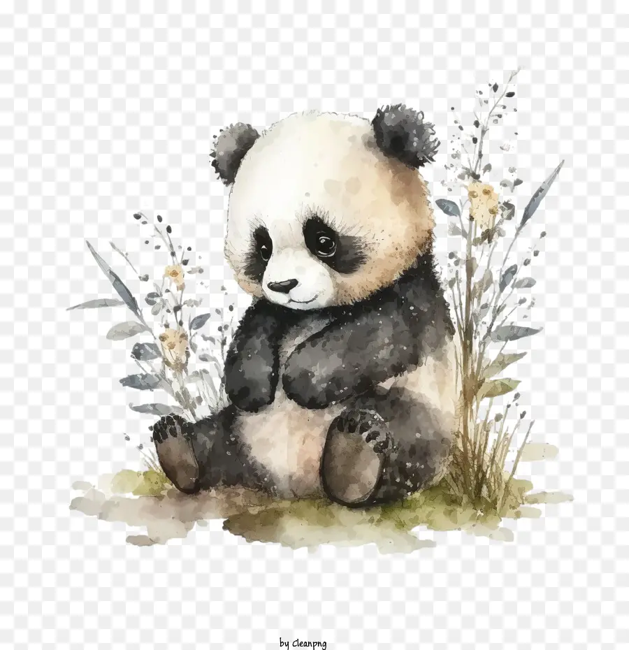 акварель панда，Милые Панды PNG