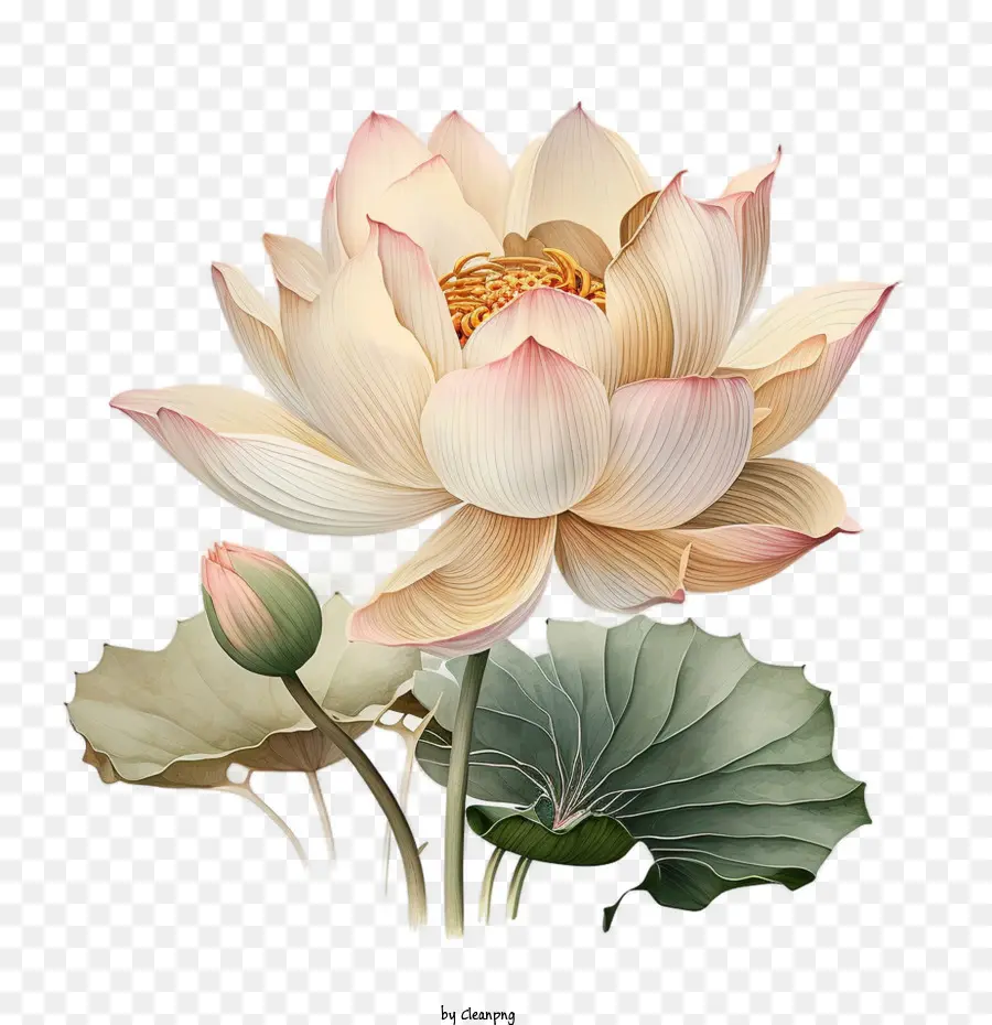 цветок лотоса，Ручная нарисованная лотос цветок PNG