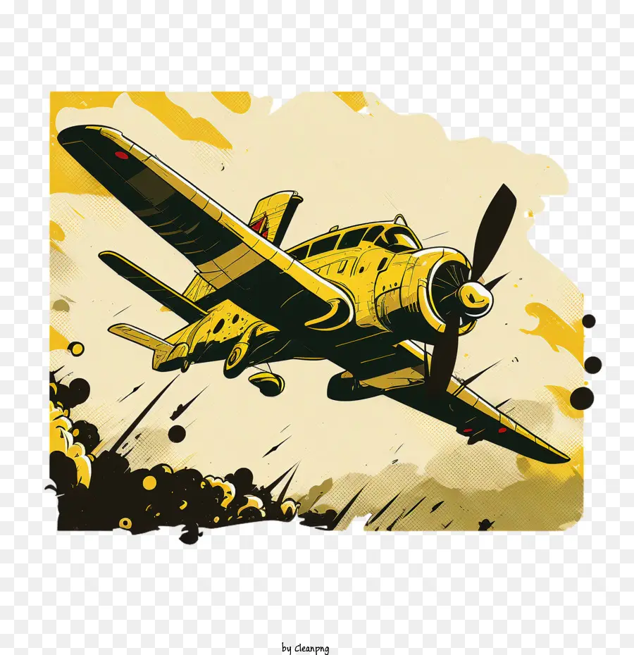 Желтый самолет，Комиксы самолет PNG
