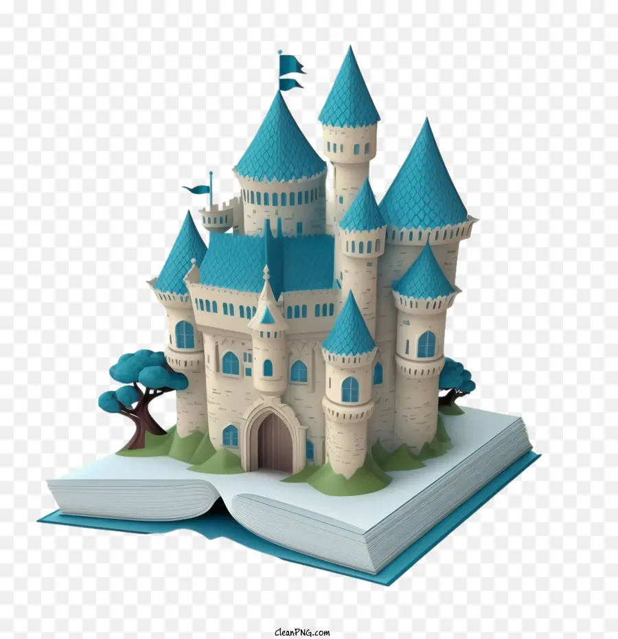 мультипликационный замок，синий замок PNG