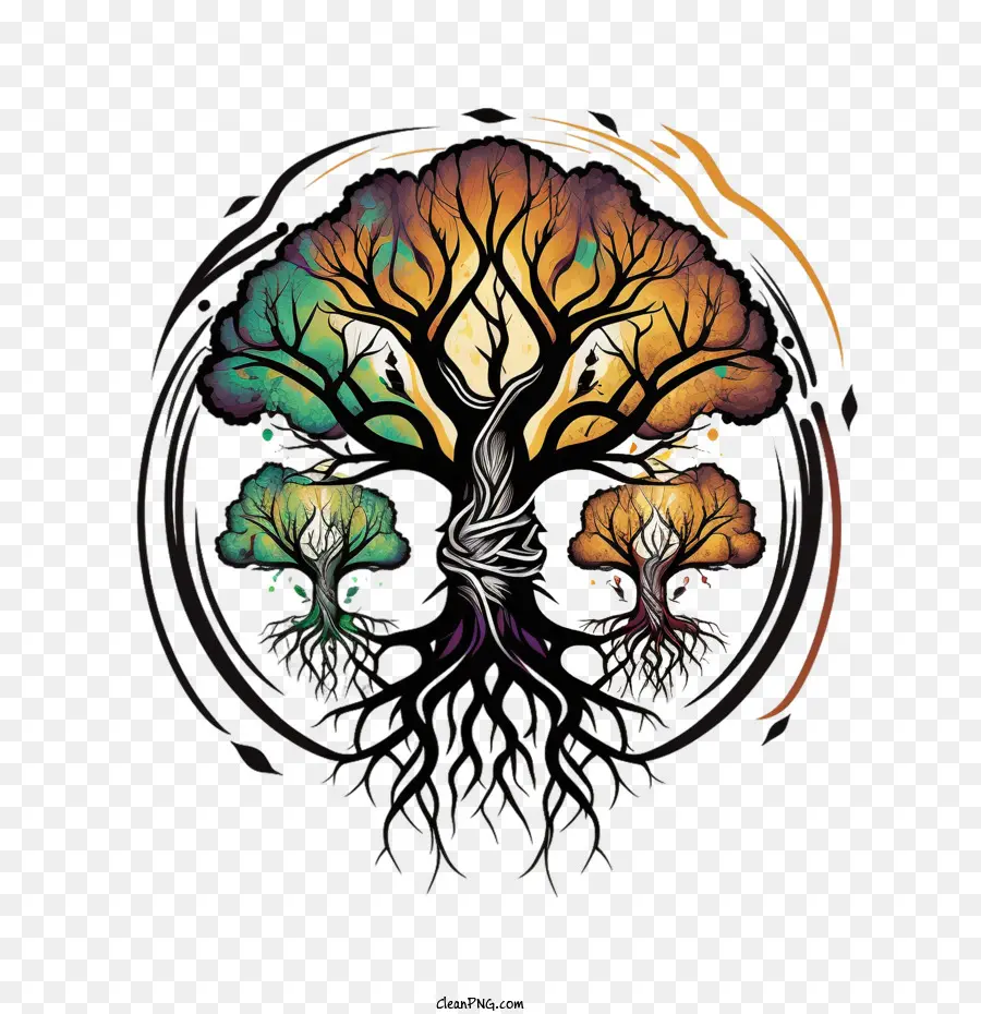 генеалогическое древо，Дерево и корни PNG
