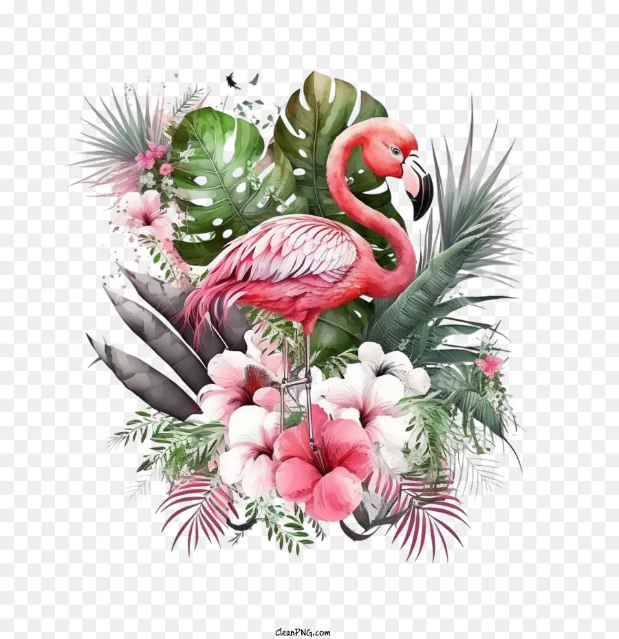 Фламинго，Джунгли растения PNG