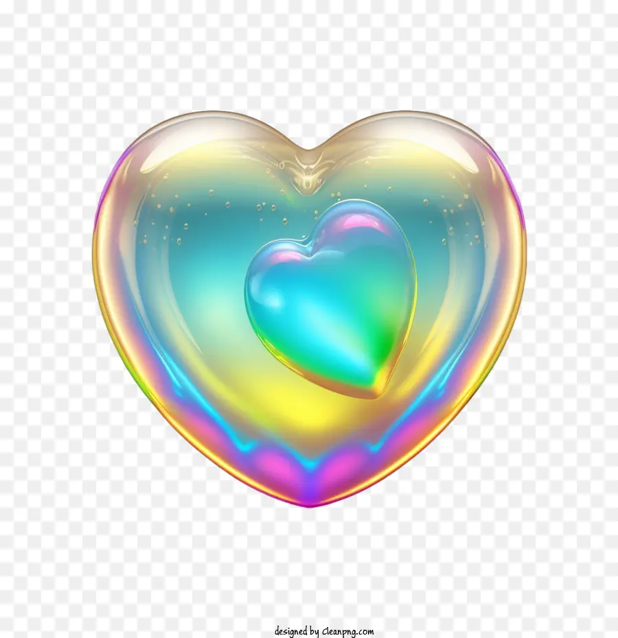 Радужный мыльный пузырь，мыло пузырьковое сердце PNG