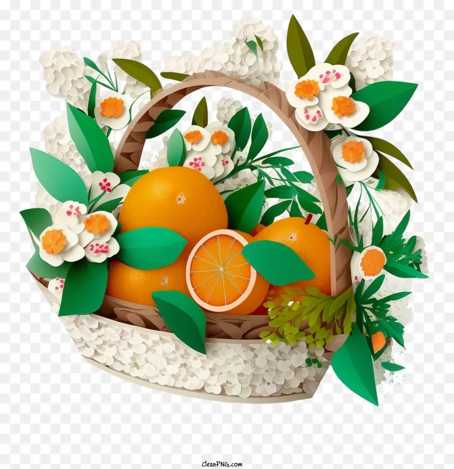апельсины в корзине，плоские апельсины PNG