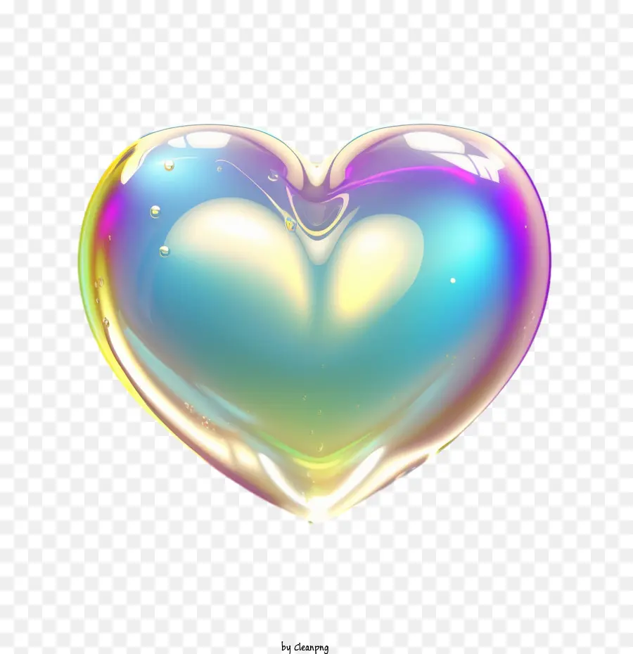 Радужный мыльный пузырь，мыло пузырьковое сердце PNG