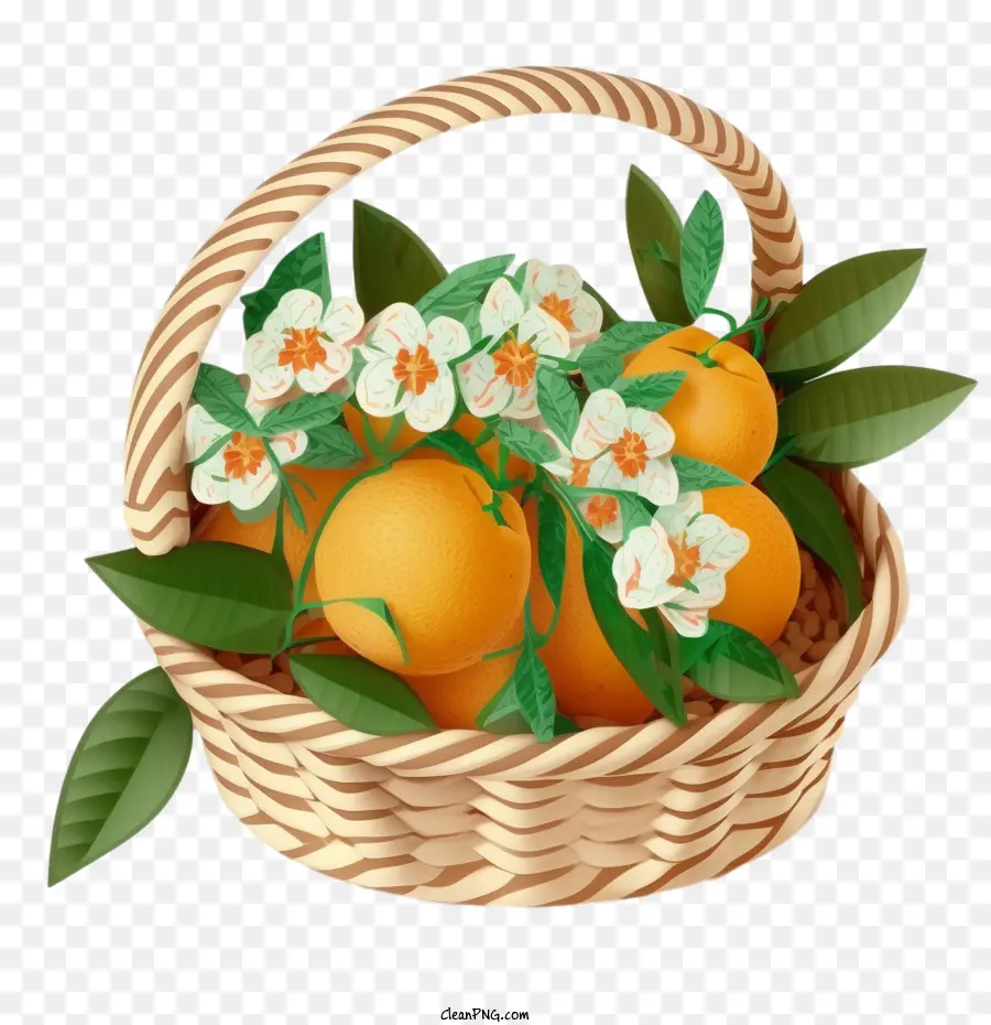 апельсины в корзине，плоские апельсины PNG