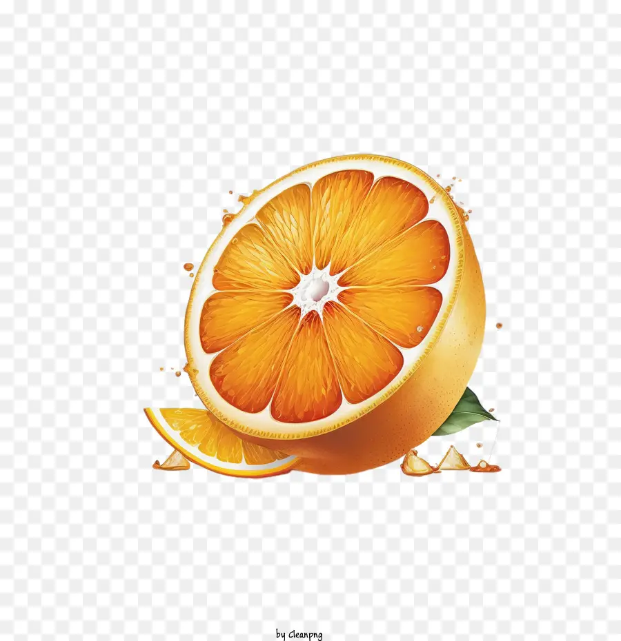 половина оранжевый，Ручная нарисованная апельсин PNG