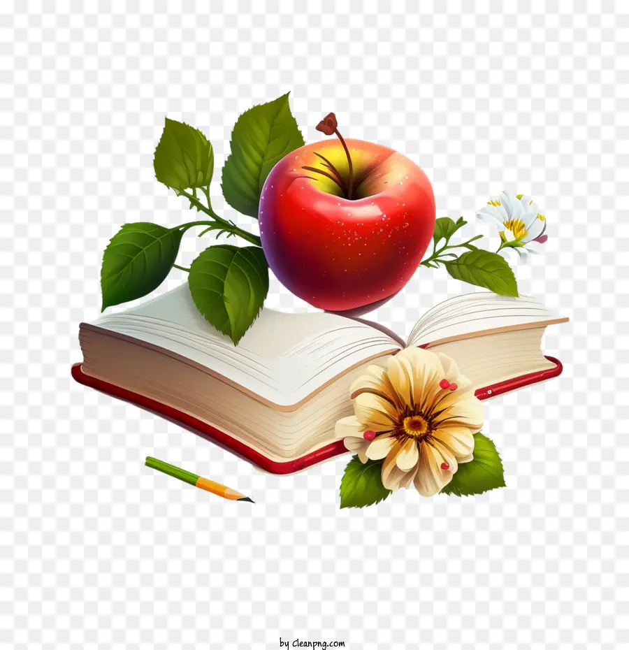 яблоко на книгах，Всемирный День учителя PNG