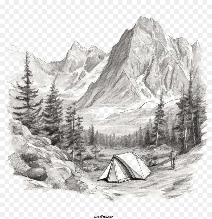 Camping，горные эскиз PNG