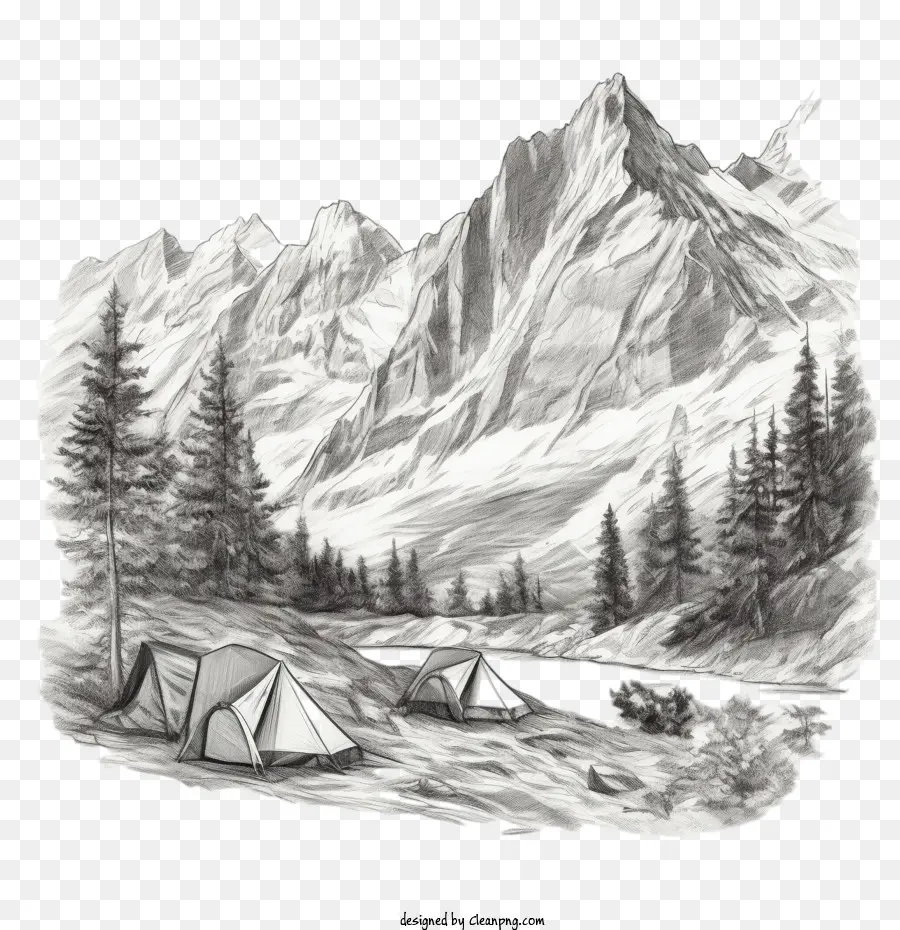 Camping，горные эскиз PNG