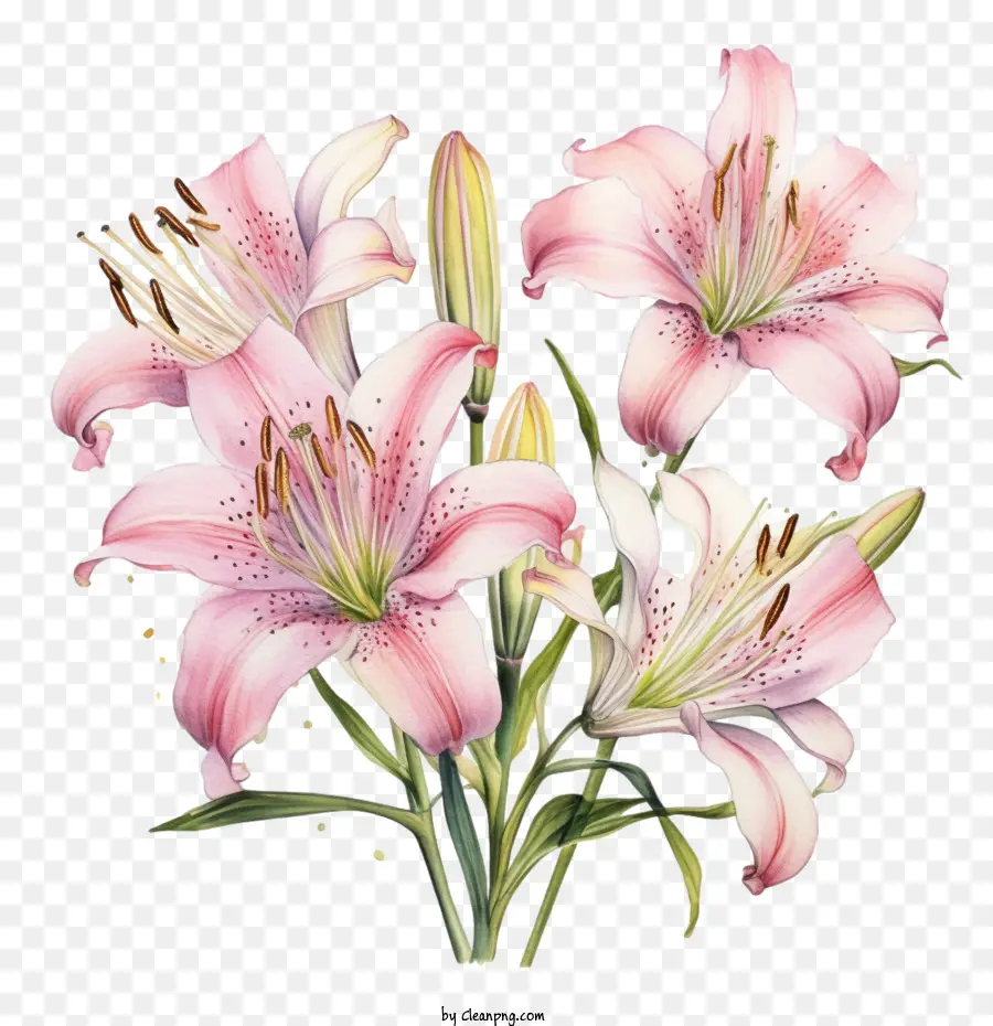 Акварельные цветы лилии，Лили Буч PNG
