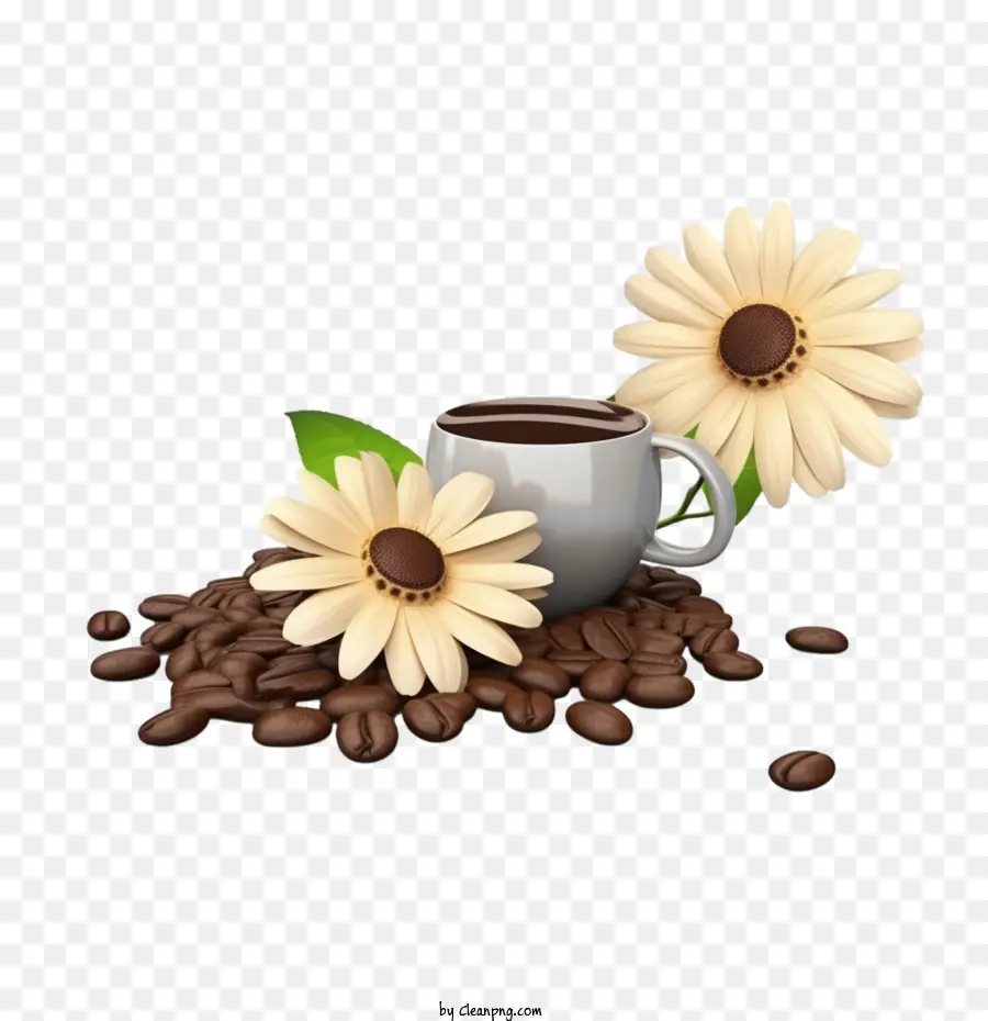 кофе в зернах，Чашка кофе PNG