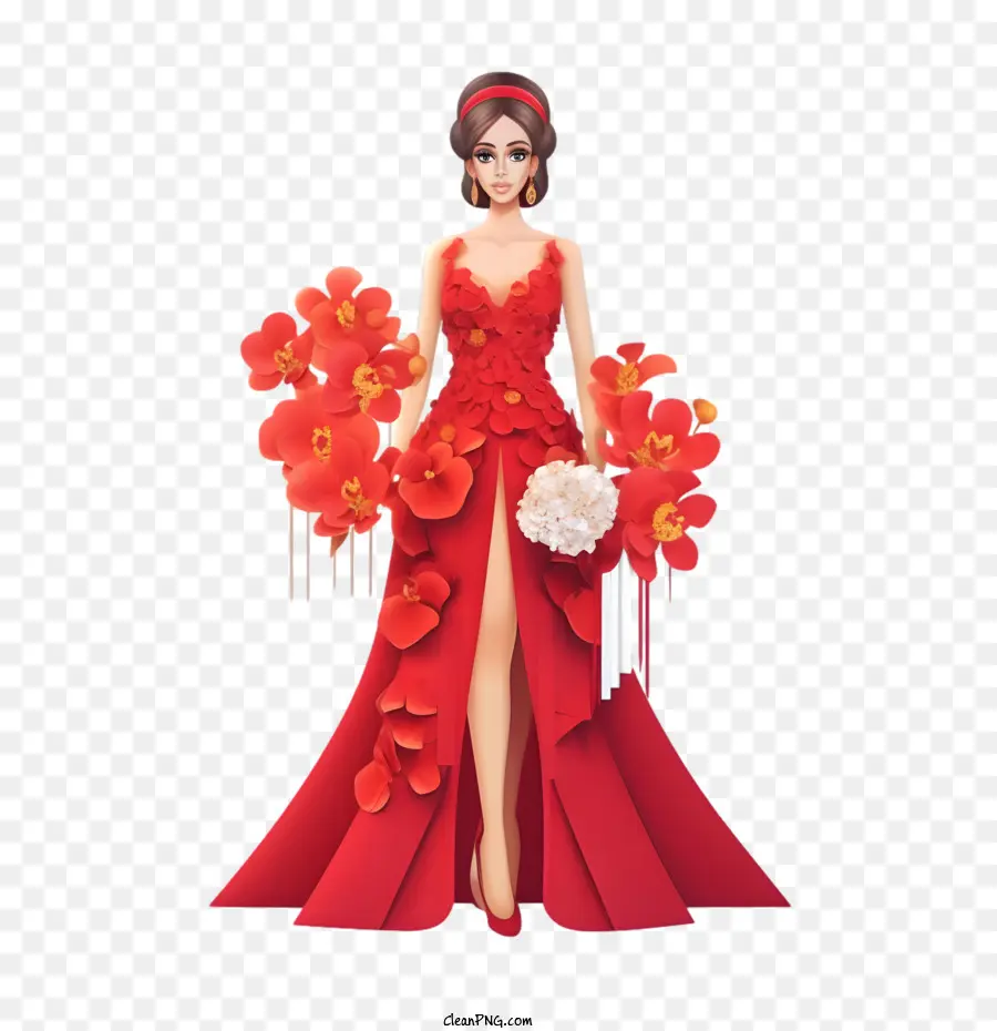 свадебное платье，красное платье PNG