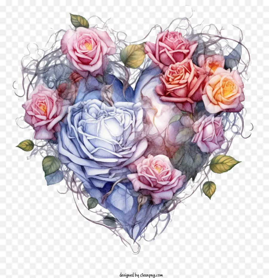 розовое сердце，цветочное сердце PNG
