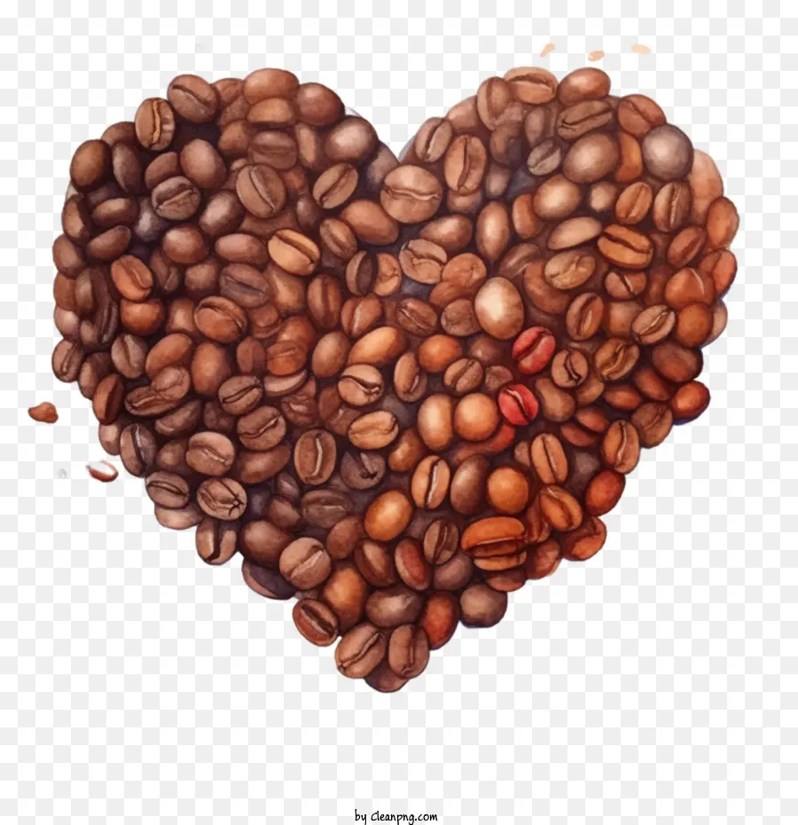 кофе в зернах，сердце PNG