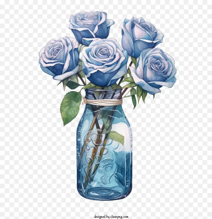 Голубая роза，Голубая банка масона PNG