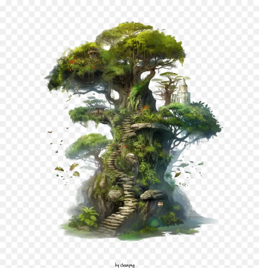 большое дерево，лес PNG