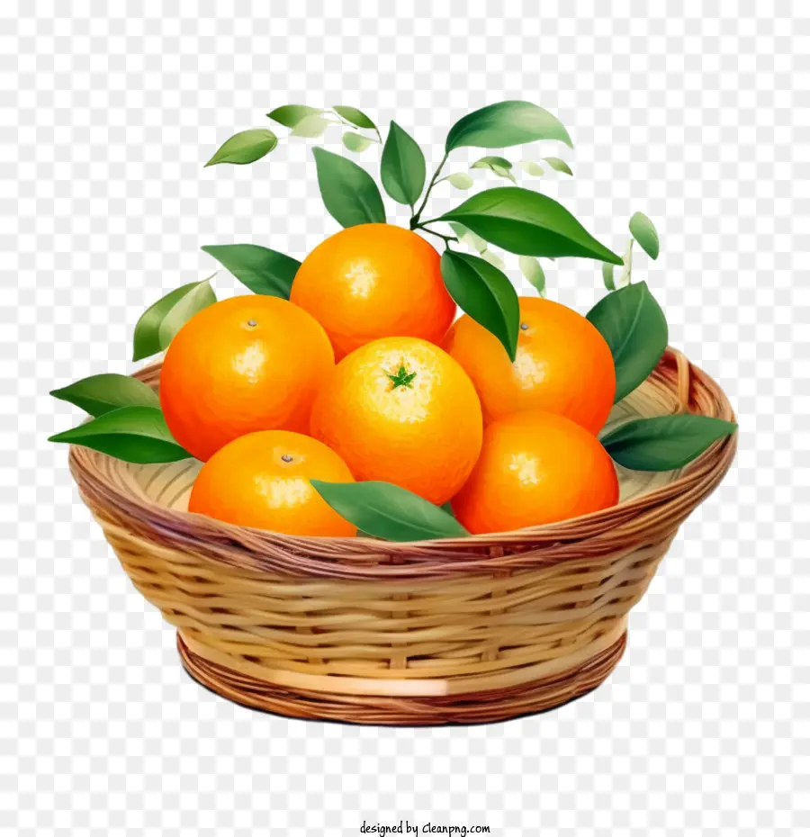 Мандарины фрукты，Корзина PNG