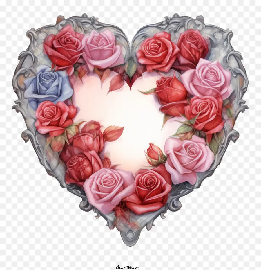 Роза，розовое сердце PNG