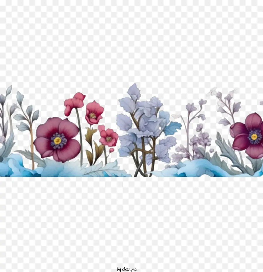 Зимняя граница，цветок границы PNG