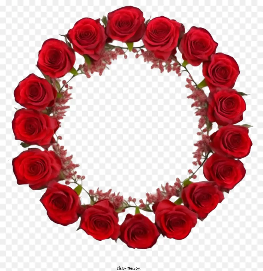 розовый венок，красная роза PNG